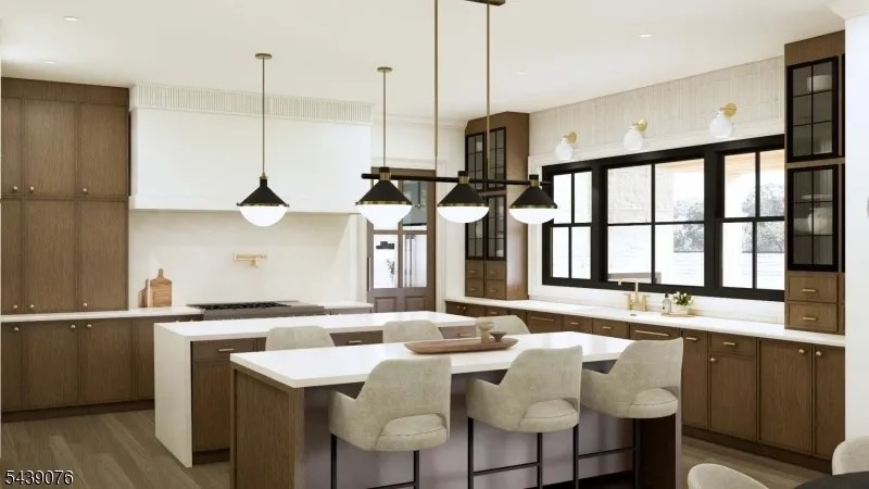 Rendering of the dining area at 776 Commanche Lane adjoining the kitchen with custom built-ins